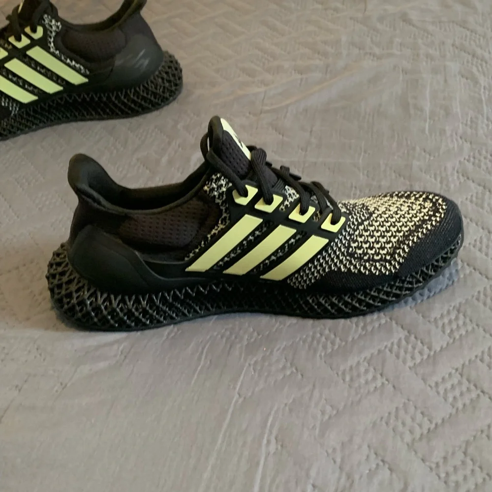 Adidas Black and Yellow Athletic Shoes with Mesh Upper - Picture 4 of 6